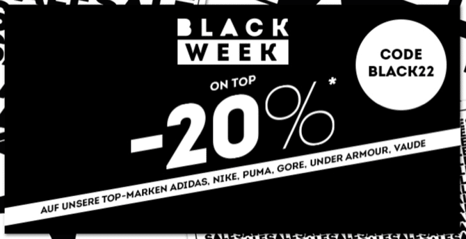 SportScheck Black Week mit 20% Rabatt auf Top Marken | Suppligator.de