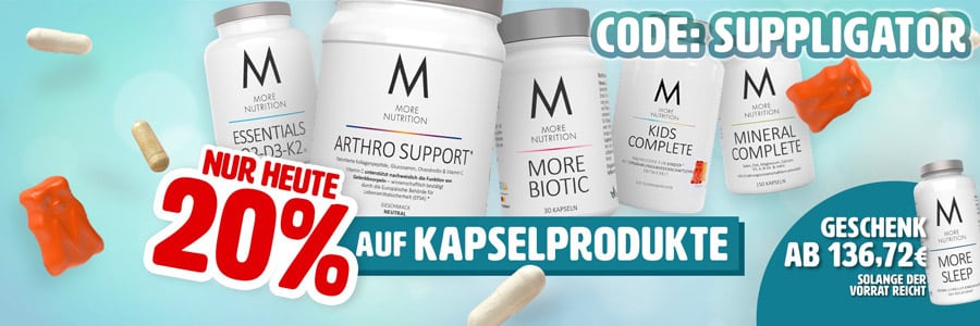 More Nutrition Kapselaktion mit 20% Rabatt + Launch neuer Produkte | Suppligator.de