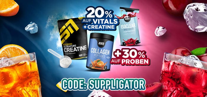 ESN Aktion mit 20% auf Vitalstoffe + Creatine und 30% auf Proben