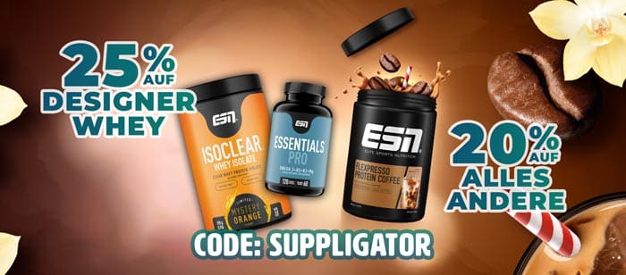 25% auf Designer Whey und 20% auf alles andere bei ESN