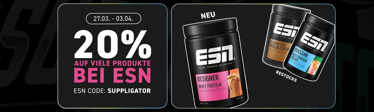 20% auf viele Produkte bei ESN + Launch des Designer Whey Carrot Cake