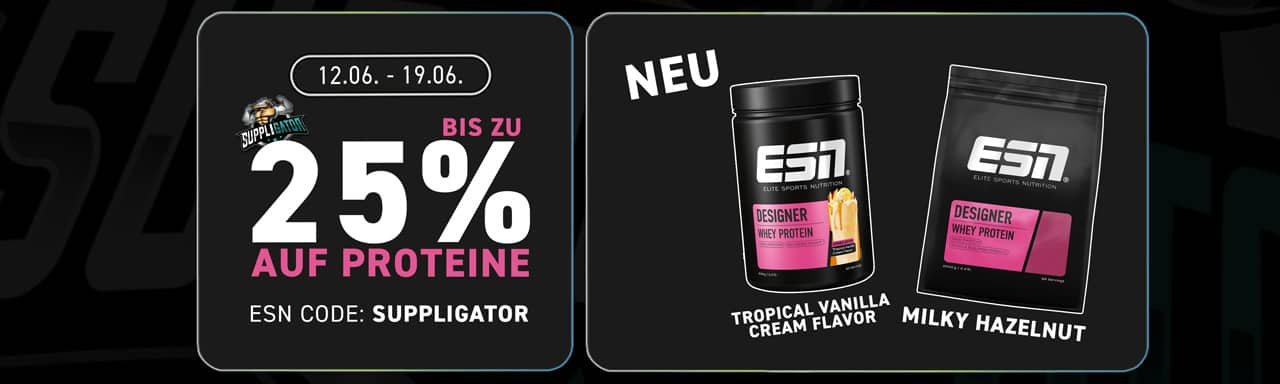 ESN EM Aktion mit bis zu 25% Rabatt auf Proteine + Limited EM Designer Whey Flavor