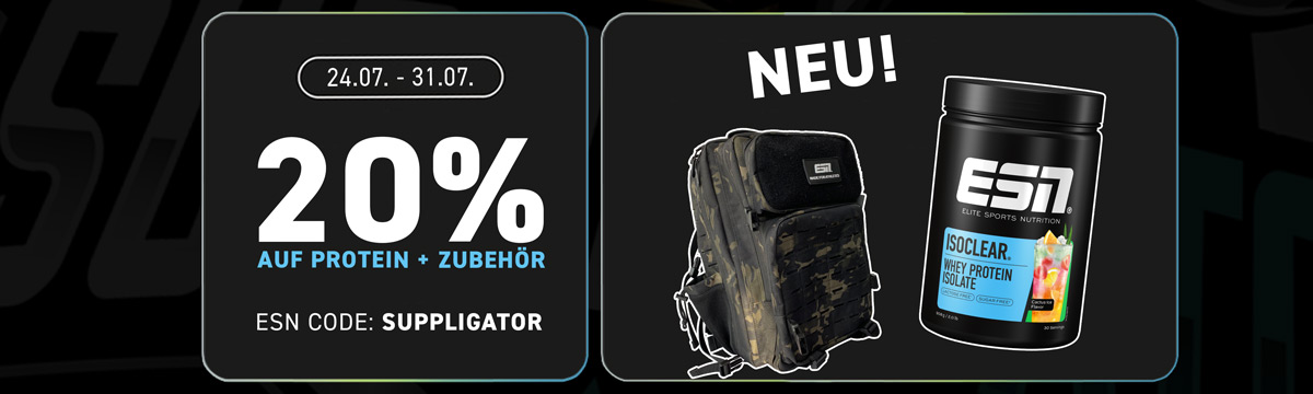 ESN Aktion mit 20% auf Proteine und Zubehör (inkl. Kleidung)