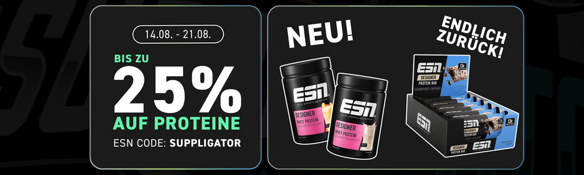 ESN Proteinaktion mit bis zu 25% Rabatt und neuen Produkten