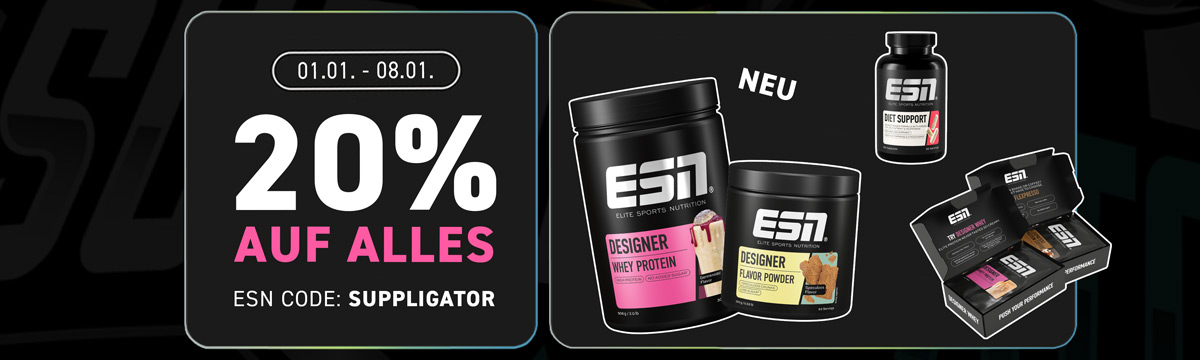 20% auf alles bei ESN + 40% auf Proben