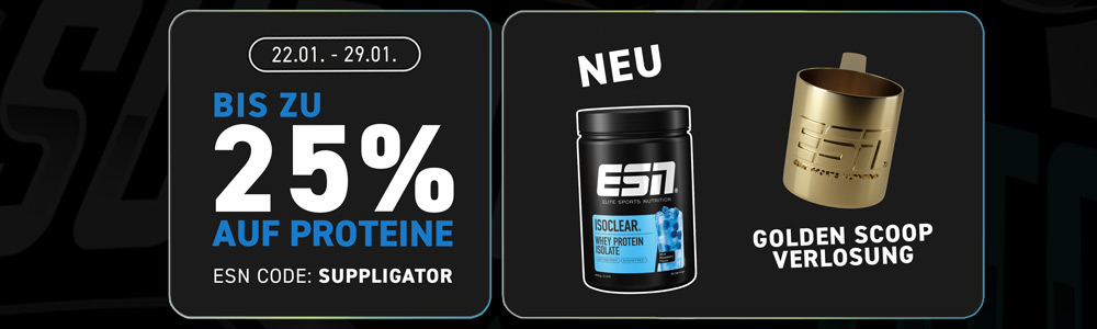 Bis zu 25% bei ESN Proteinaktion + Release ISOCLEAR Blue Raspberry