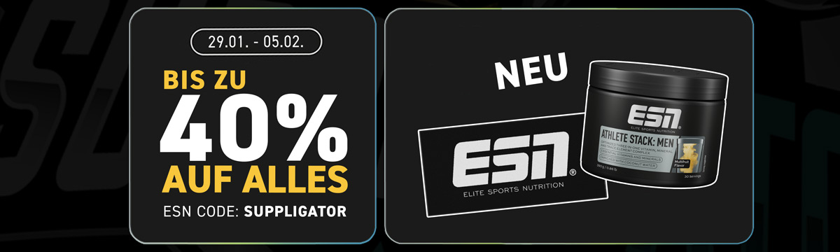 Spare bis zu 40% bei ESN + Launch des neuen Athlete Stack Powder