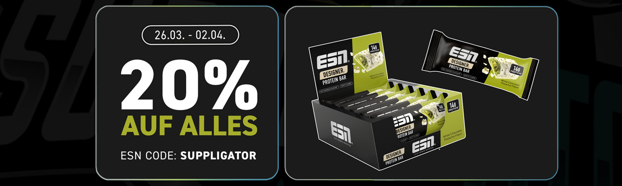 20% auf alles bei ESN + Launch der neuen Designer Bars White Chocolate Pistachio
