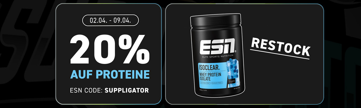 20% auf alle Proteine bei ESN + ISOCLEAR Restock