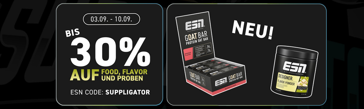 Bis zu 30% bei ESN Food & Flavor Aktion mit GOAT Bar Launch