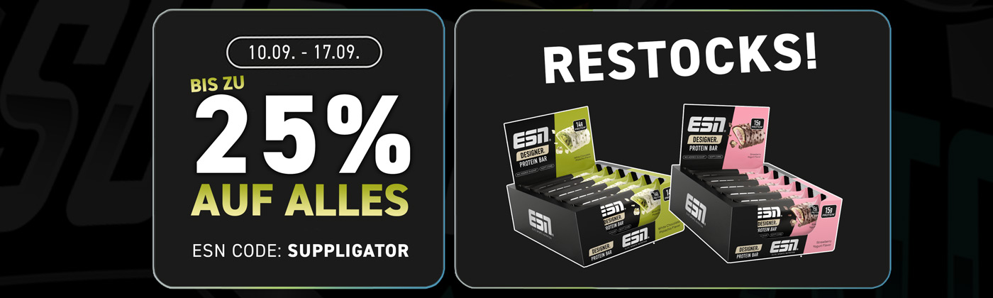 25% auf alles bei ESN mit Designer Bar Restock