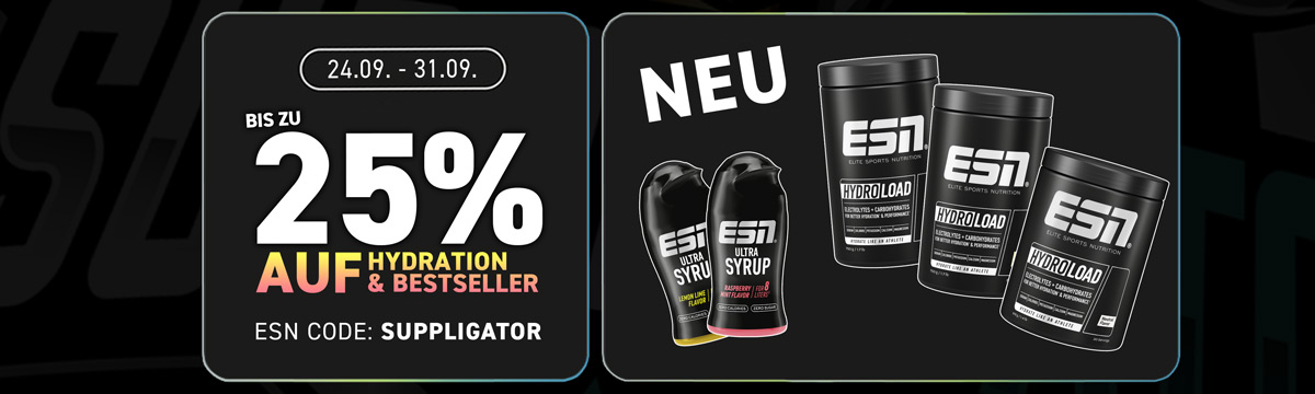 Bis zu 25% bei ESN zur Hydration und Bestseller Aktion – Neu: Hydroload!