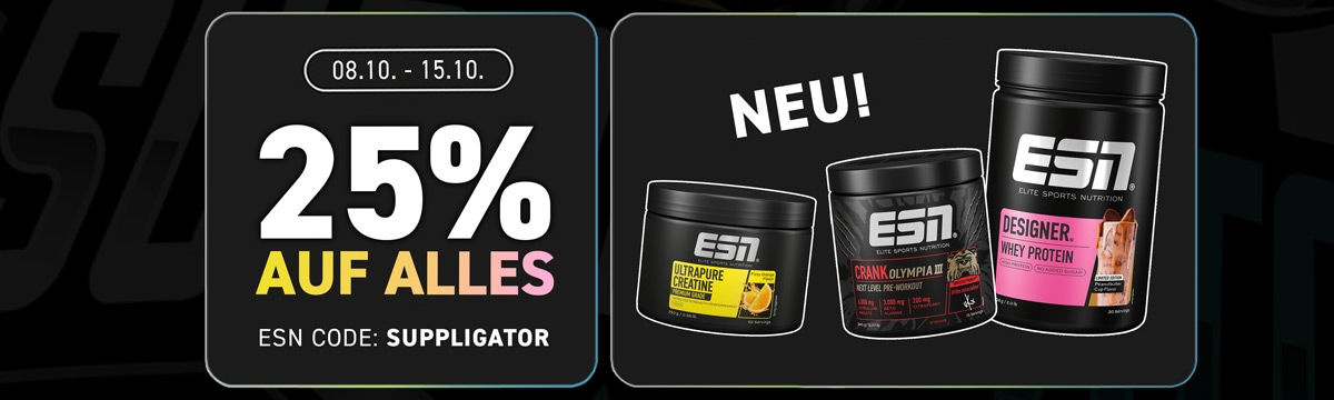 ESN Olympia Week mit 25% auf alles + Designer Whey Peanut Butter Cup + Specials