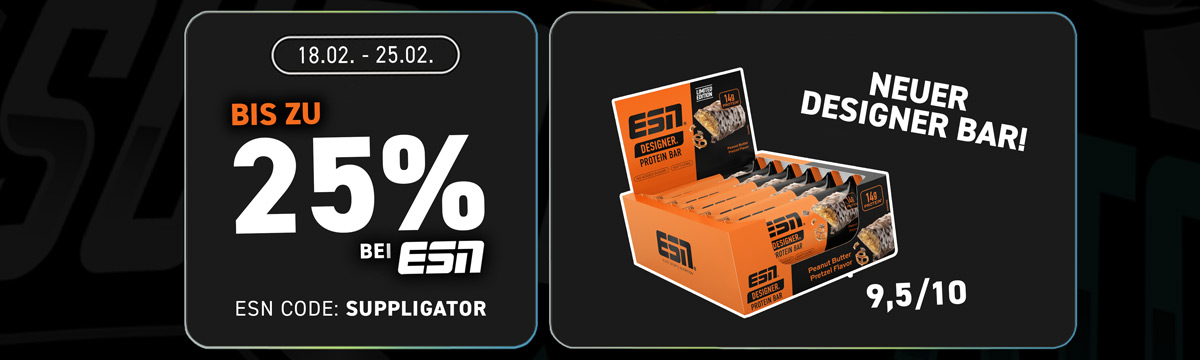 Bis zu 25% auf ESN Designer Bars mit Release des Peanut Butter Pretzel