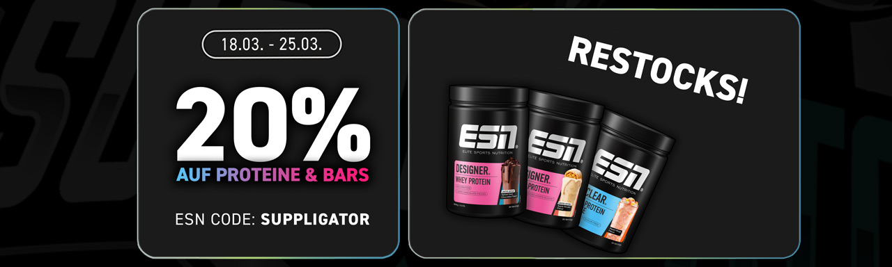 20% auf Proteine und Bars bei ESN