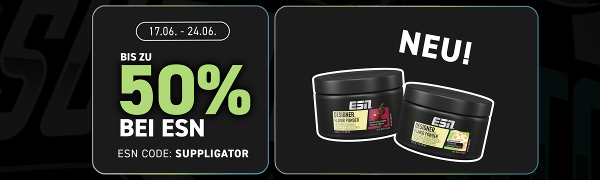 Bis zu 50% auf ESN Food & Flavor & Fan Produkte